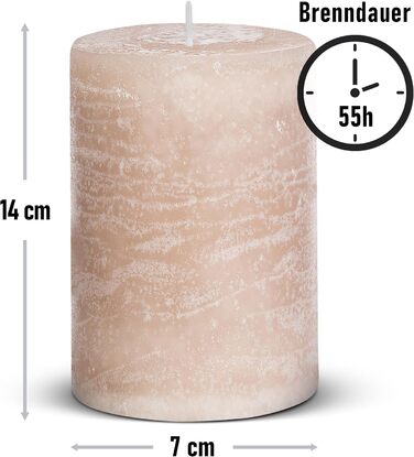 Набір із 4 свічок-стійок Brandsseller 7 x 10 см фарбовані та виготовлені з парафіну сільські свічки з тривалим часом горіння декоративні свічки для прикраси столу, Різдва та вечірок (7 x 14 см набір із 4 шт. , сіро-коричневого кольору)