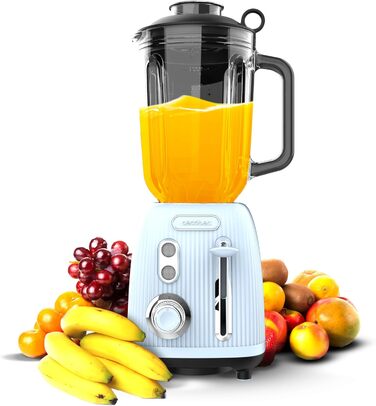 Блендер настільний 1200 Вт, 1,5 л блакитний Power Black Titanium Retro Cecotec