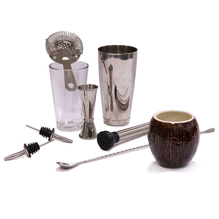 Набір бармена, 8 предметів, сатинована сталь, GenWare + ПОДАРУНОК келих TIKI