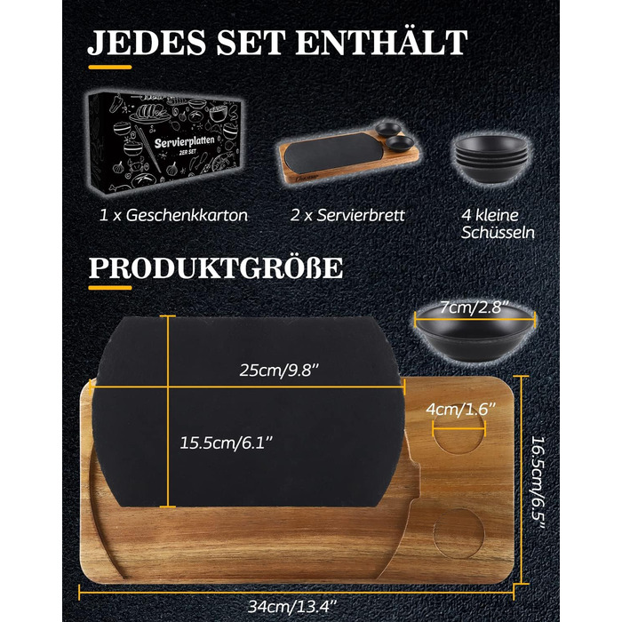 Набір дошок для стейків 2 шт 34 х 16,5 см ONUEMP