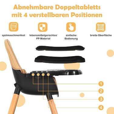 Дитячий стільчик для годування коричневий COSTWAY