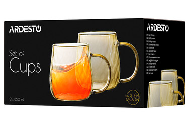ARDESTO Golden Moon Cup Set, 350 мл, 2 шт., боросиликатное стекло