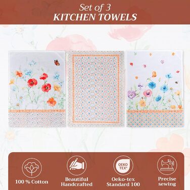 Набір з 3 багатоцільових кухонних рушників Maison d&39 Hermine Rural Christmas, 100 бавовна Барні рушники День подяки/Різдво (50 см x 70 см) (14 - Summer Whisper)