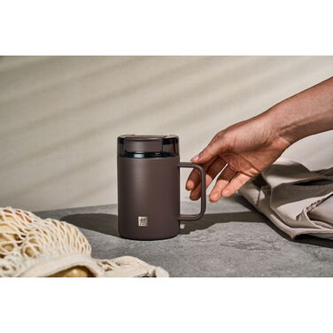 Термокружка 380 мл з ручкою, нержавіюча сталь, шоколадний колір Thermo Plus Zwilling