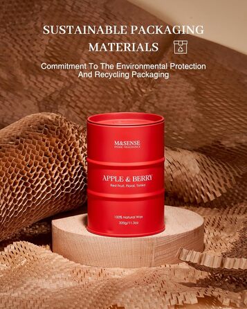 Ароматичні свічки M&SENSE з натурального соєвого воску, натуральна соєва свічка для домашнього декору, тривалий час горіння до 70 годин, класні подарунки-свічки для чоловіків і жінок (320 г, яблуко-ягідний)