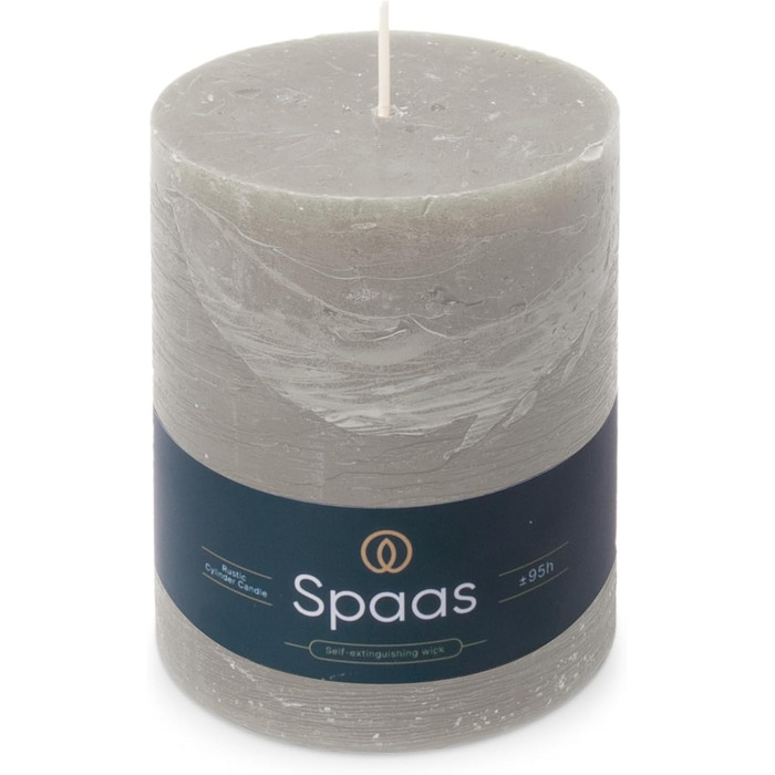 Свічка Spaas Rustical Pillar, 100/130 мм, 95 год, чорна (світло-сіра)