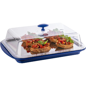 Предметів Високоякісний набір лотків, що складається з міцної оболонки, підноса з нержавіючої сталі, двох батарей охолодження та витяжки для зберігання продуктів, транспортування та перенесення вантажів із силікону, (синій), 6