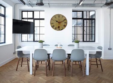 Настінний кухонний годинник YOAI, вінтажний, потертий, ШИК, античний, ностальгічний, сільський, кварцовий годинник з МДФ з безшумним механізмом, 12 дюймів/30 см Ø (дерево)