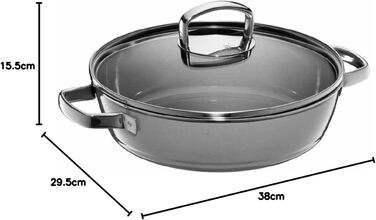 Сковорода для тушкування 28 см зі скляною кришкою, сіра Fusiontec Mineral WMF