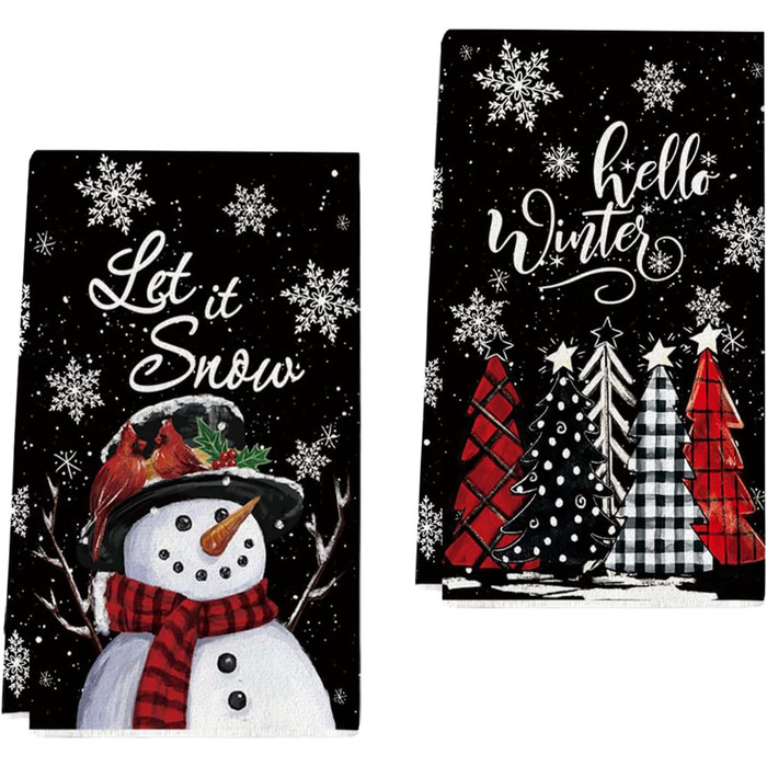 Набір з 2 різдвяних кухонний рушників 43 x 66 см, чорний YUNHENTONG