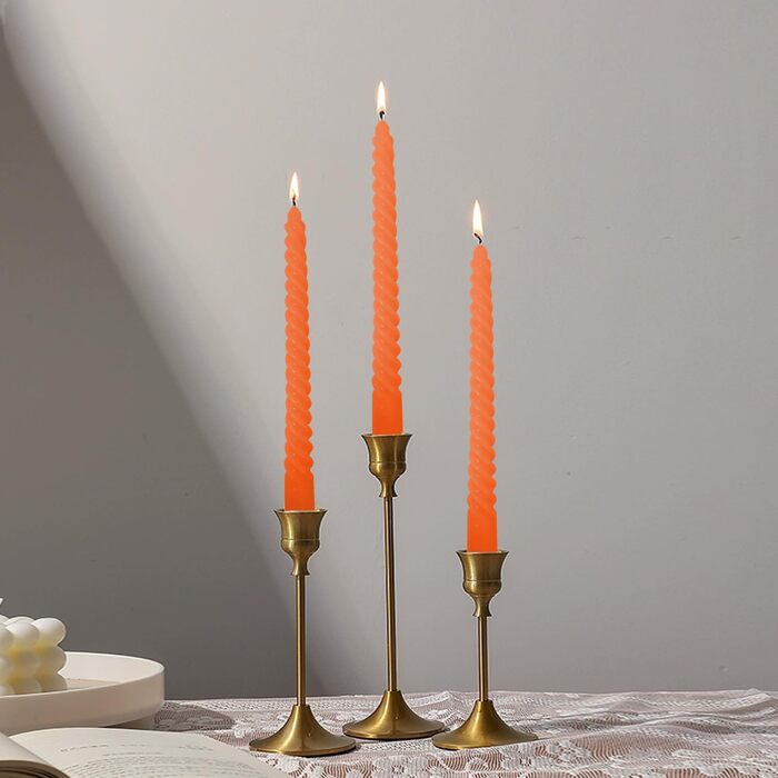 Набір з 4 конічних спіральних свічок 2,2 x 25 см, помаранчевий Love Topsics