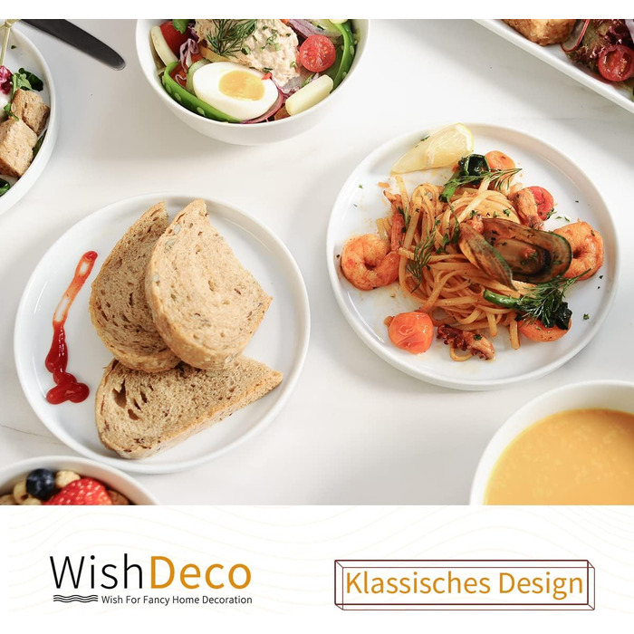 Набор десертных тарелок 18 см, 6 предметов, белые WishDeco