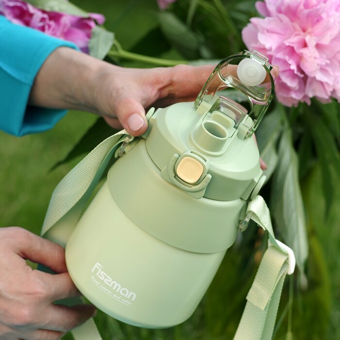 Термос Fissman 800 мл, колір зелений нержавіюча сталь (9863)