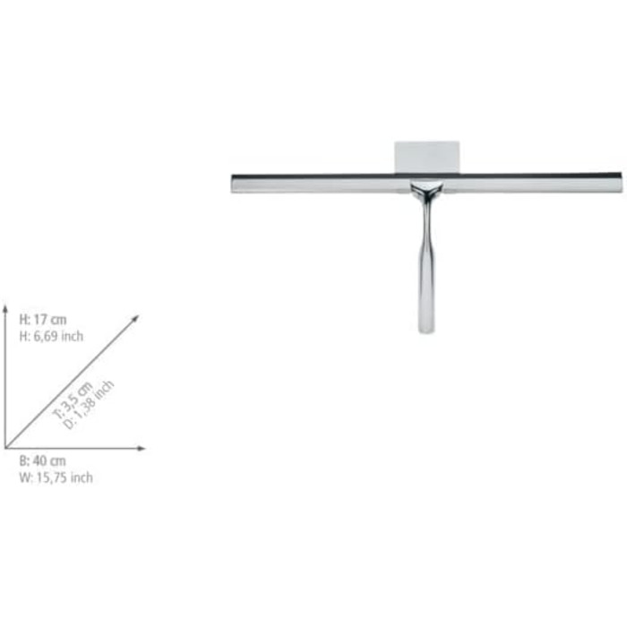Скребок для душа 40 см с настенным креплением, хром Wenko