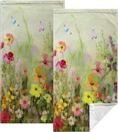 Різдвяні кухонні рушники Kwlegh, рушник для рук, різдвяна ялинка, цукерка-тростина, сніжинка, рушник для пальців, набір з 2 шт. , милий чоловічий банний рушник, високопоглинаючі рушники, 36 x (картина олією з квітами)