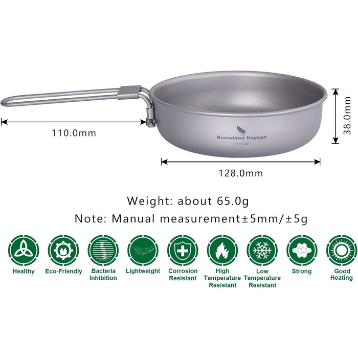 Титанова сковорода зі складною ручкою для кемпінгу Boundless Voyage