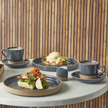 Тарілка презентаційна 25*2.5 см із низьким вертикальним бортом, Kava Dark Grey Stoneware, GenWare