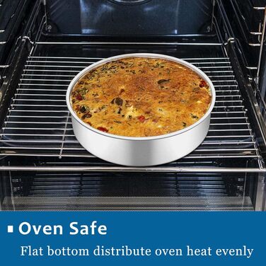 Большая форма для выпечки 20,3 см, нержавеющая сталь Herogo, круглая форма для выпечки, набор из 3 шт., слоеная форма для торта, формы для подноса на день рождения, глубина 5 см и бесшовный дизайн, прочный и пригодный для мытья в посудомоечной машине (10,