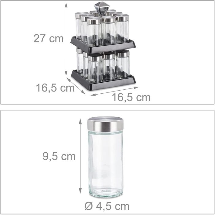 Обертова підставка на 16 баночок для спецій Relaxdays