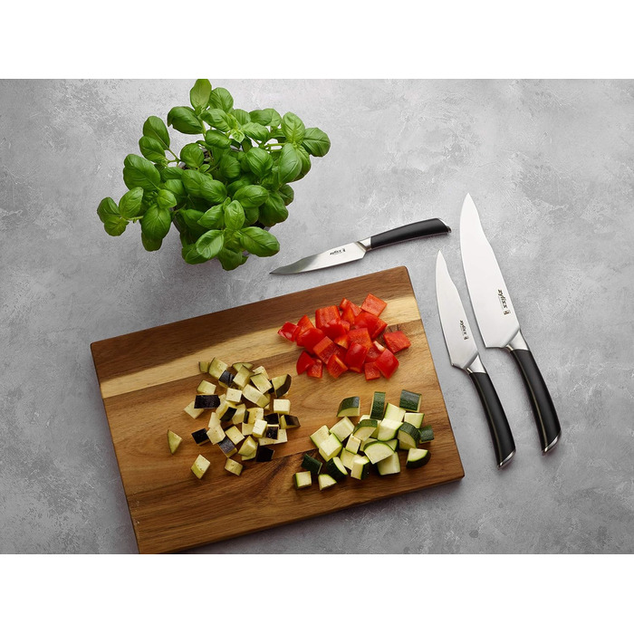 Німецька нержавіюча сталь, чорна ручка, кухонний ніж, можна мити в посудомийній машині, гарантія 25 років (набір ножів 3 шт. и), 920268 Comfort Pro