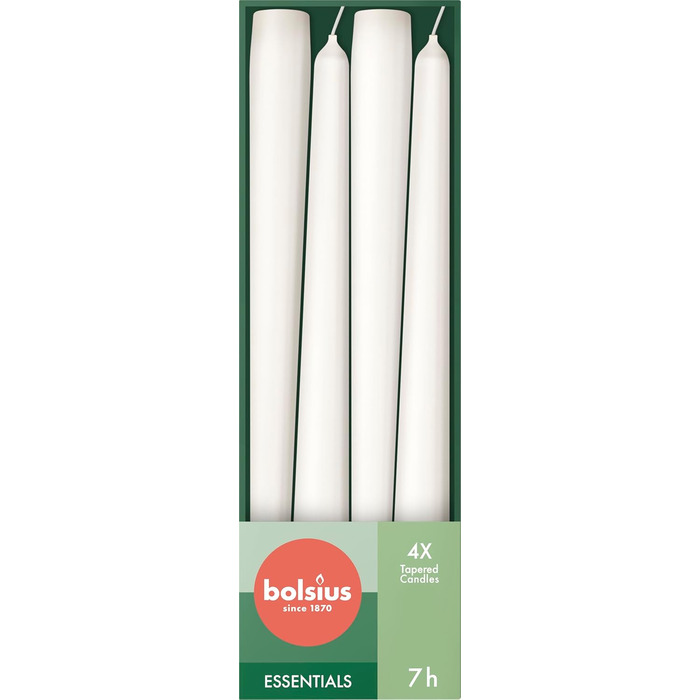 Набір з 32 конічних свічок 2,4 x 24,5 см, білий Essentials Bolsius