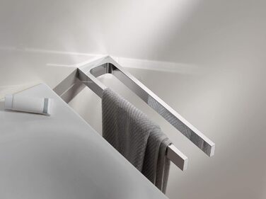 Рушникосушка з металу, глянцева хромована, дворука, жорстка, глибина 45 см, для ванної кімнати та гостьового туалету, настінна, Edition 11