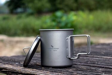 Мл Титанова кружка Кемпінгова кружка Відкритий чай Кава Дорожня кружка з кришкою та відкидною ручкою Легка кружка для води Чашка для пікніка Металевий посуд Ti3034D (чашка Ti3025d-420 мл з кришкою), 300