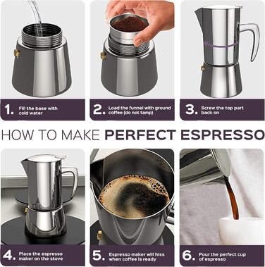 Кавоварка для еспресо 300 мл на 6 чашок, срібляста хромована bonVIVO