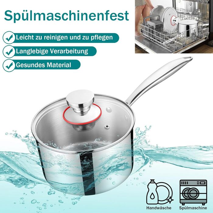 Сотейник 1,9 л з прозорою кришкою 16 см, нержавіюча сталь Homikit