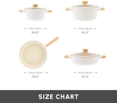 Набір каструль з антипригарним покриттям 7 предметів бежевий Swiss Crystal Karaca