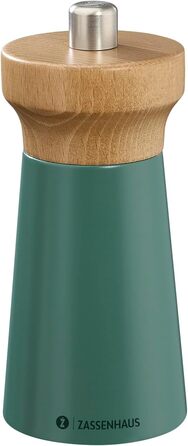 Пісок Zassenhaus WESTERLAND лакована деревина бука Головка млина з деревини бука з плавним регулюванням високопродуктивної керамічної шліфувальної машини Млин для спецій для солі 12 см, Ø 5,4 см (соляний млин, Deepforest, бук)