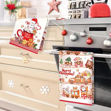 Набір з 4 різдвяних кухонних рушників 60 x 40 см Пряникові чоловічки Arquiel