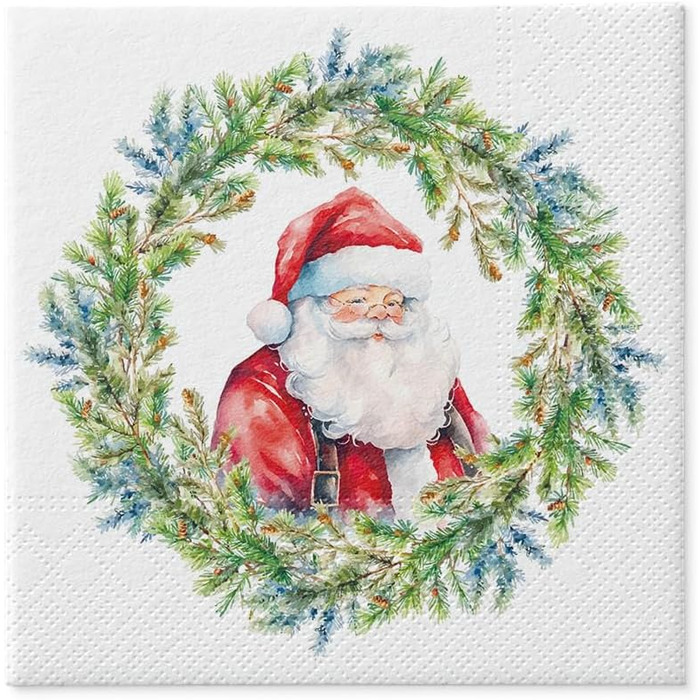 Серветки 3-шарові (33 x 33 см) I 20 шт. I Різнокольорові паперові серветки, ідеальні для різдвяного столу I Серветки - Різдво, зима, зірки, сніг, сніговики I (Радісне коло Санта Клауса)