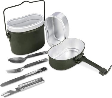 Похідний набір посуду для військових, 5 предметів, зелений Normani