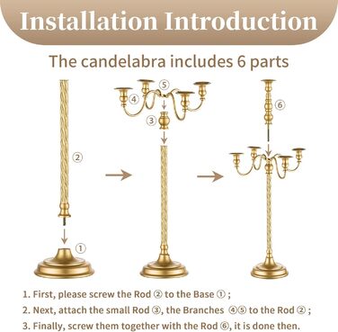 Золотий свічник-підсвічник для конічних свічок - вінтажний металевий свічник-підставка для свічок для весільного столу, прикраса вітальні, обіднього столу, журнального столика, бічного столика, різдвяного столика (2, золото-71 см), 88