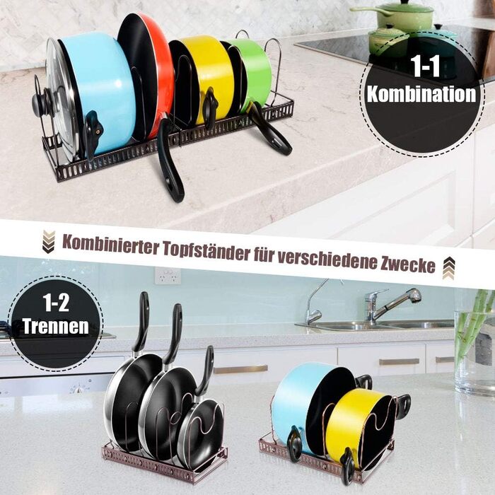 Підставка для посуду розсувна 58,8 x 18 см, на 7 відділень, темно-коричнева MASTERTOP