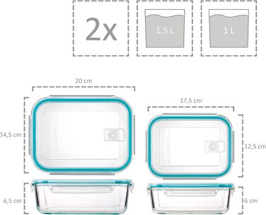 ПЕВЕЦ Ящик для хранения с крышкой 24 шт. (12 контейнеров и 12 крышек), Набор стеклянных банок для хранения, Ящики для приготовления пищи с морозильной камерой, Посуда для микроволновой печи без бисфенола А, Герметичные банки для хранения бирюзового цвета