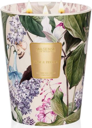 Ароматична свічка M&SENSE надзвичайно велика, час горіння 150 годин, натуральна ароматерапевтична свічка з 3 гнітами, сильний аромат, тривале горіння, подарункова свічка та прикраса для дому, подарунки для жінок (990 г, груша фрезія)