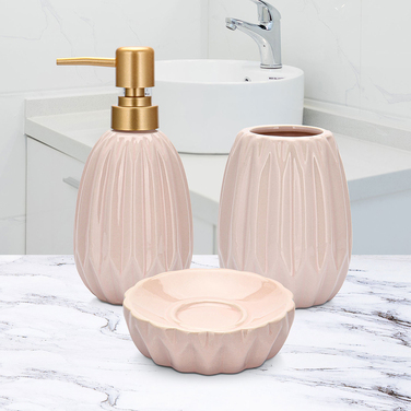 Дозатор рідкого мила Fissman 300 мл, стакан 400мл і мильниця в наборі (9512)