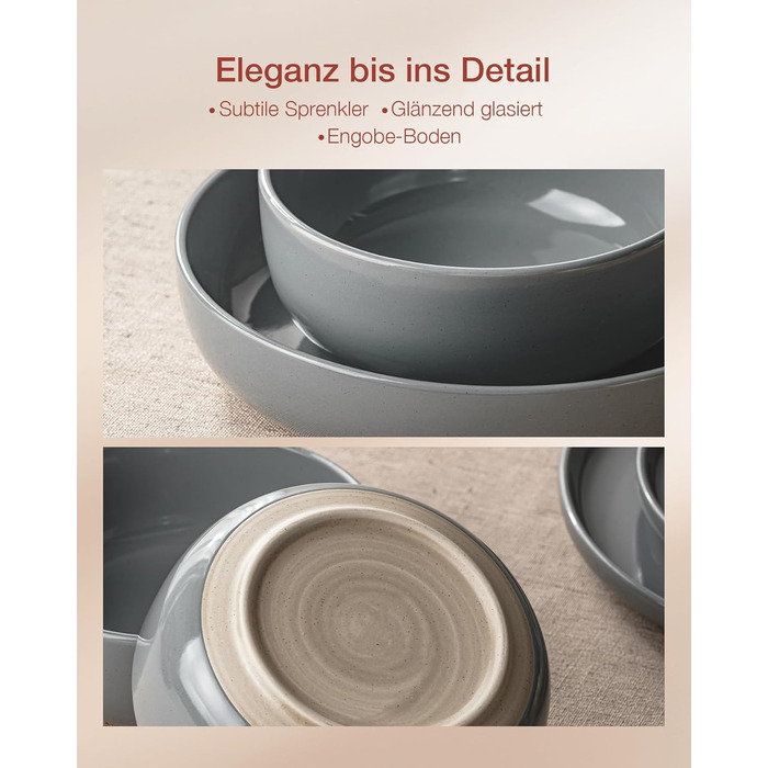 Набір посуду Richmount Nebula для 6 осіб, набір тарілок та мисок із 18 предметів, набір посуду з крапчастої кераміки, можна використовувати в мікрохвильовій печі та посудомийній машині, сервірування Nebula для 6 осіб (темно-сірий, сервірування Milkyway дл