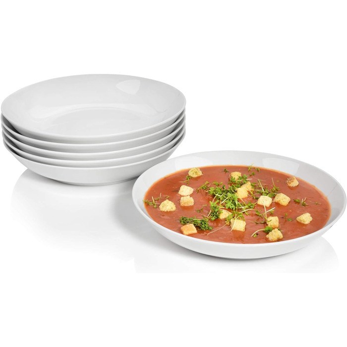 Столовий сервіз, білий, порцеляна (набір тарілок для супу 6 шт. на 6 персон) Sänger New Port