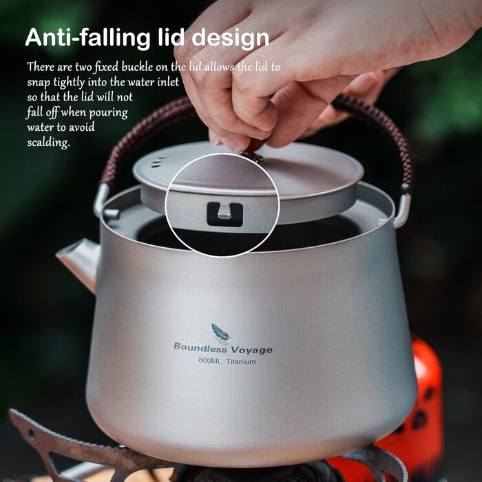 Титановый чайник с фильтром для кемпинга 800 мл iBasingo