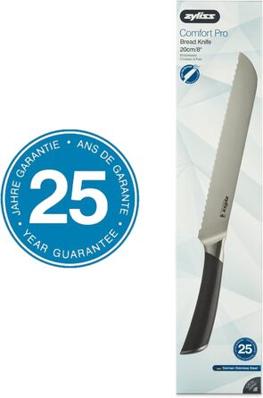 Ніж для хліба Zyliss E920268 Comfort Pro, німецька нержавіюча сталь, чорна ручка, кухонний ніж, можна мити в посудомийній машині, гарантія 25 років