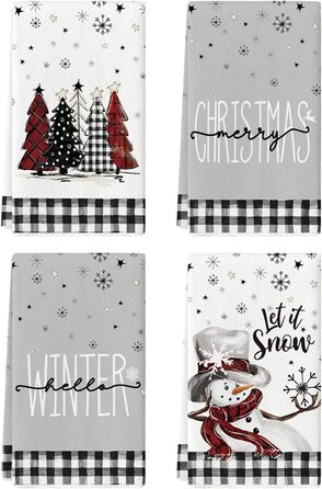 Набір з 4 різдвяних кухонних рушників 42 x 65 см чорний/білий Artoid Mode