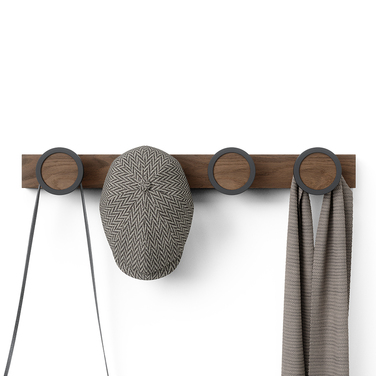 Вішалка настінна на 4 гачка темний горіх Hub Rail Umbra