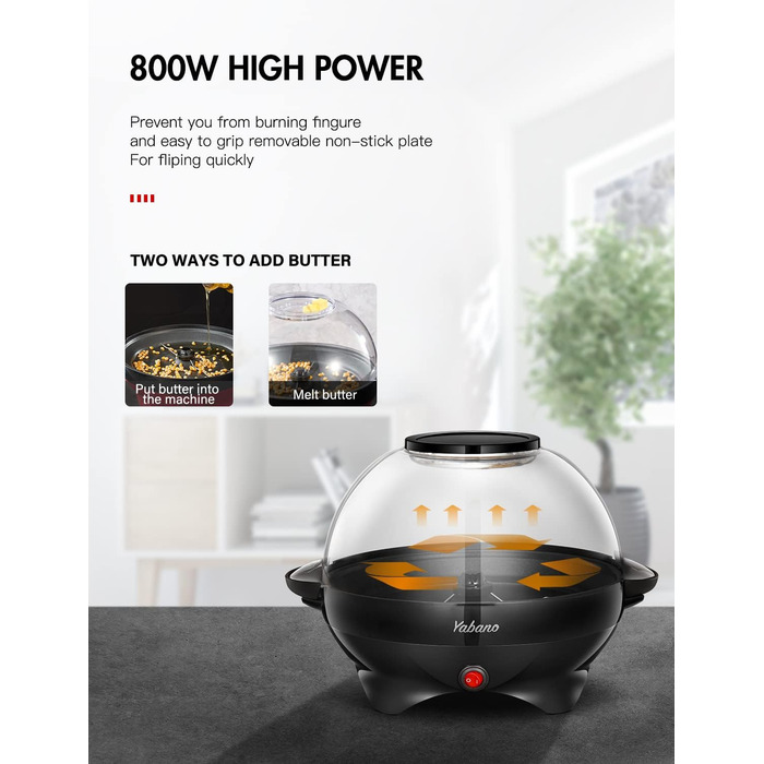 Машина для попкорна 5 л, 800 Вт черный Yabano