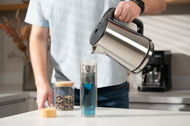 ARDESTO Термос скляний з подвійними стінками, 450 мл, боросилікатне скло, бамбукова кришка