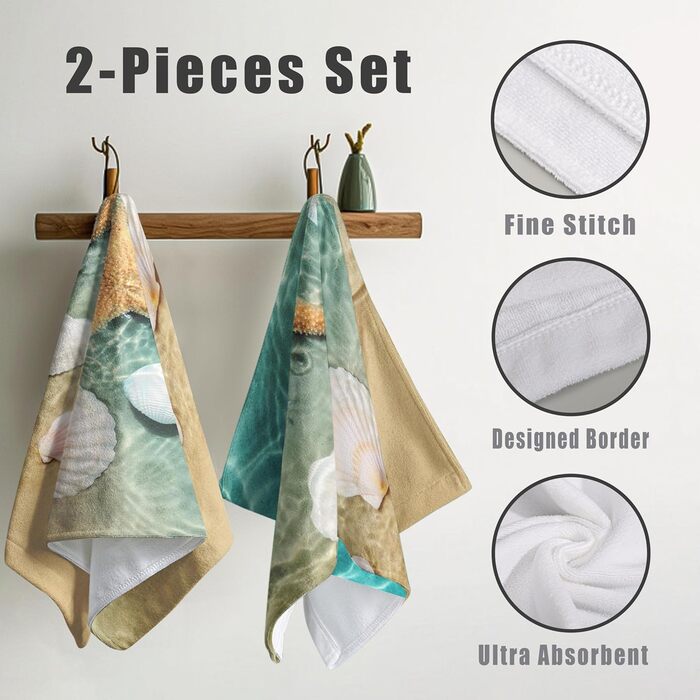 Різдвяні кухонні рушники Kwlegh, рушник для рук, різдвяна ялинка, цукерка-тростина, сніжинка, рушник для пальців, набір з 2 шт. , милий чоловічий рушник для ванни, високопоглинаючі рушники, 36 x (мушлі морських зірок)