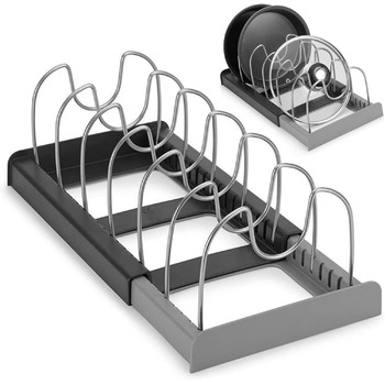Підставка для посуду розсувна, 6 відділень, чорно-сірий SWRCEYJH