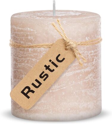 Набір із 4 свічок-стійок Brandsseller 7 x 10 см фарбовані та виготовлені з парафіну сільські свічки з тривалим часом горіння декоративні свічки для прикраси столу, Різдва та вечірок (7 x 7,5 см набір із 4 шт. , сіро-коричневого кольору)